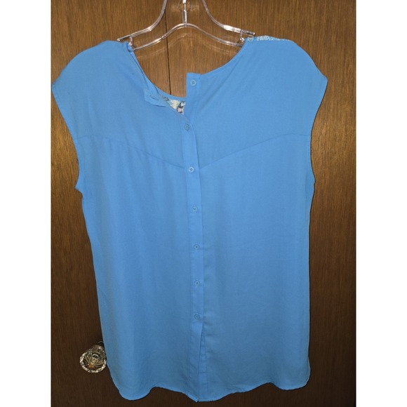 New York & Company Blouse Women's Medium Bluegreen Sleeveless Paisley Front! - Picture 4 of 4